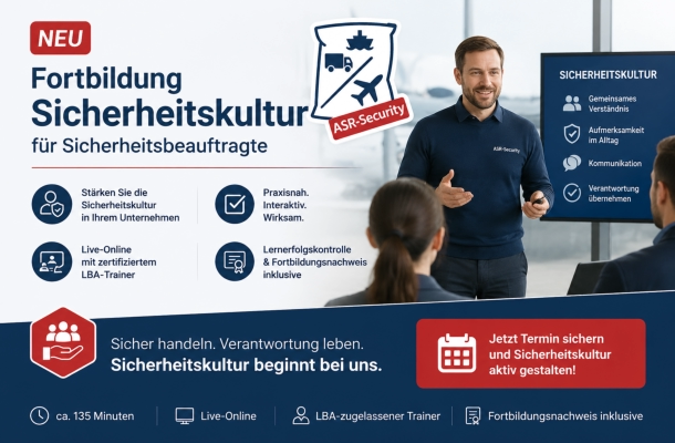 11.2.5 Schulung für Sicherheitsbeauftragte Luftsicherheit – Live-Onlineschulung